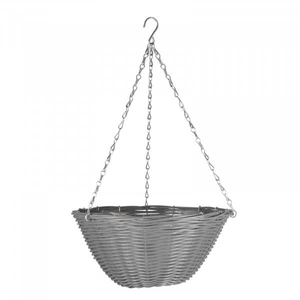Rattan Hanging Basket Slate 14"