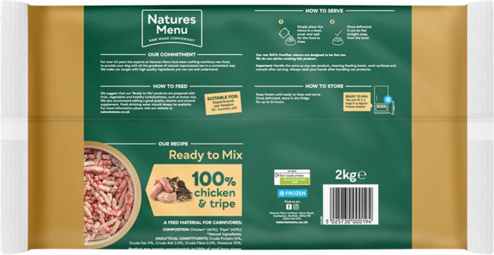 Natures Menu Free Flow Chick & Tripe for Adult Dogs 2kg