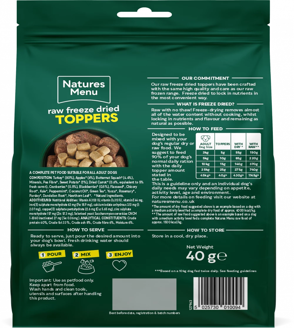 Turkey Toppers Freeze Dried 40g