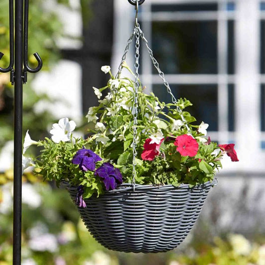 Rattan Hanging Basket Slate 14"