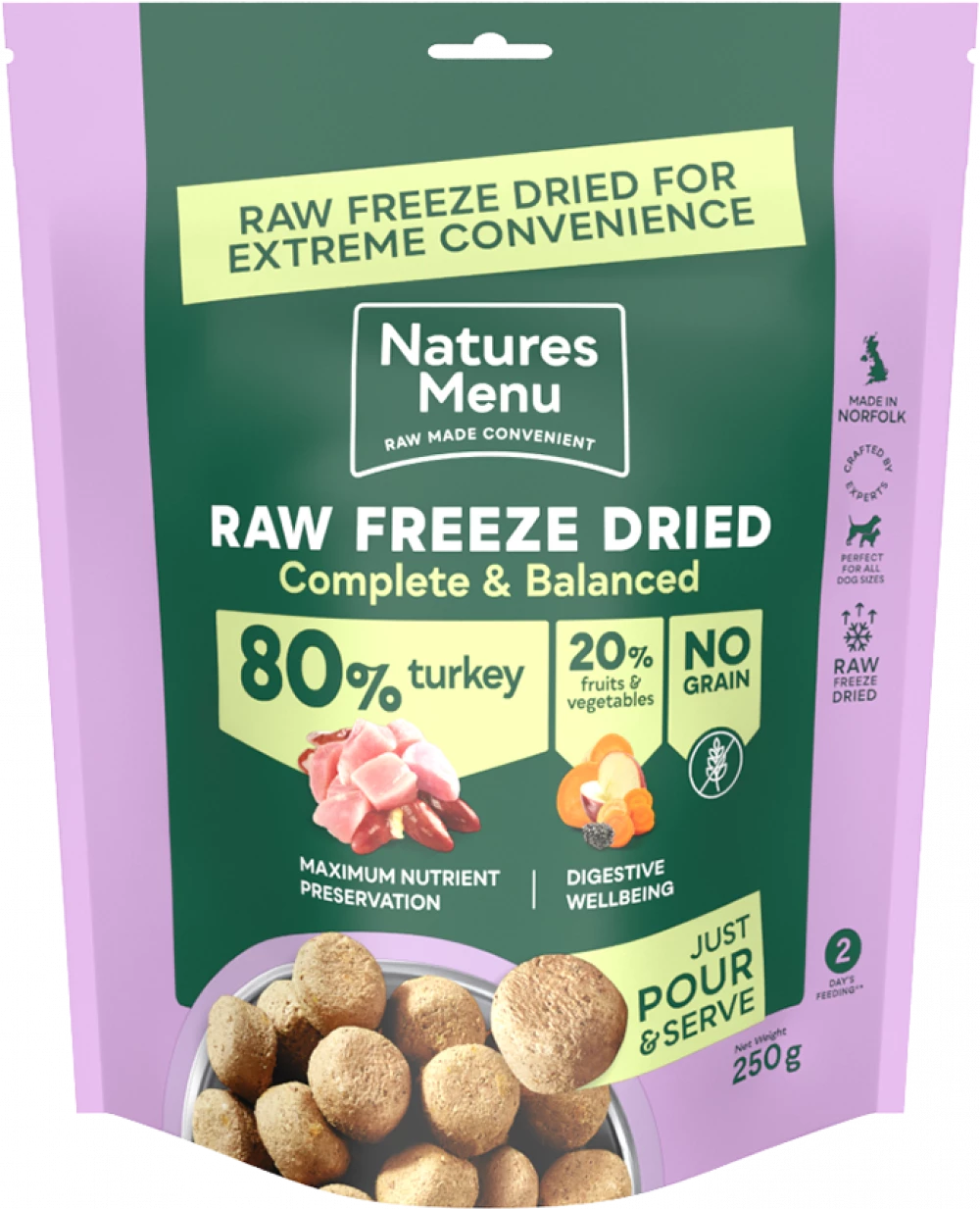 Raw Freeze Dried Turkey 80/20 250g